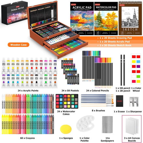 Art Supplies, 192-Pack Deluxe Art Set Drawing Painting Supplies Art Kit with ...